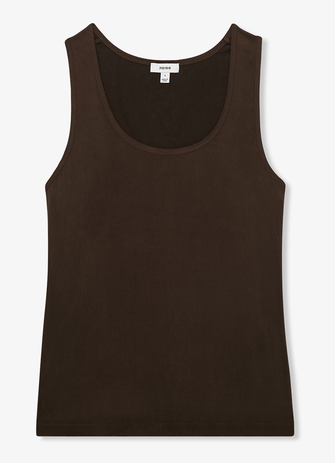 Reiss Ruby top van zijde - voorkant chocoladebruin
