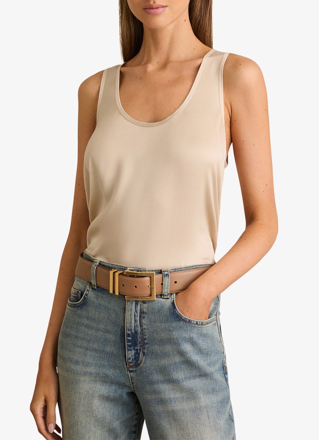 Reiss Ruby top van zijde - detail 6 naturel