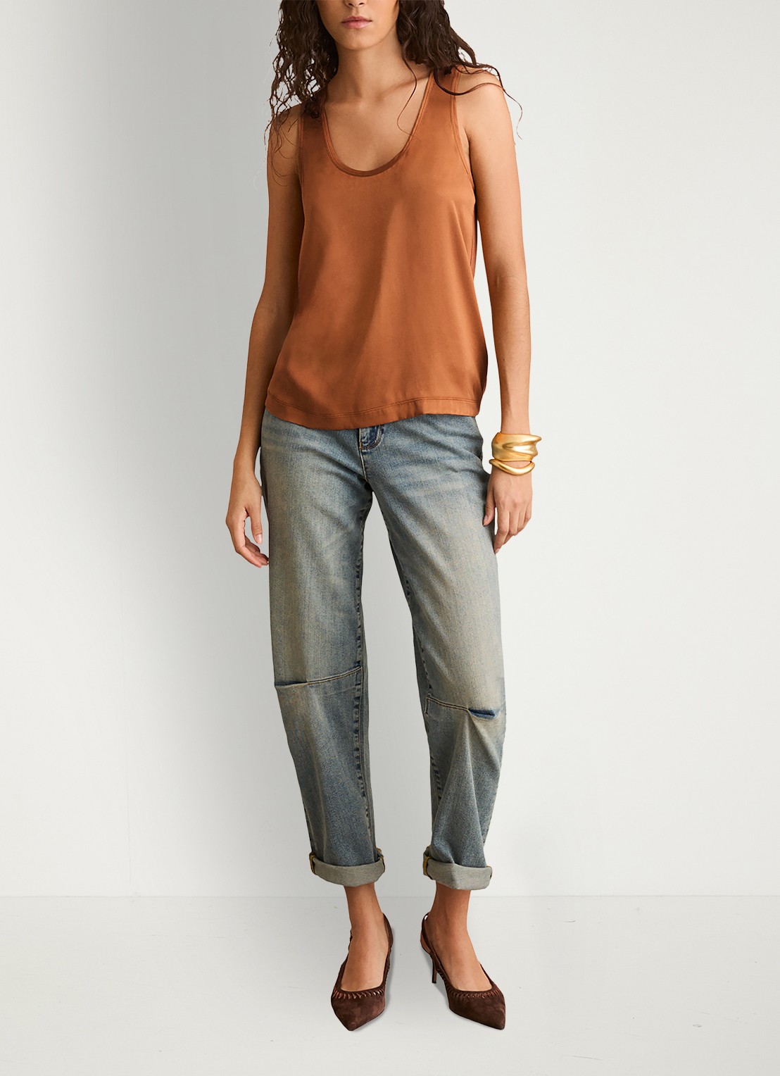 Reiss Ruby top van zijde - voorkant 4 bruin