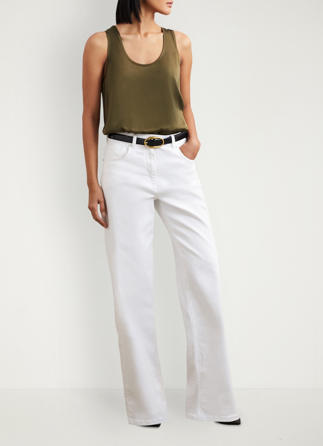 Reiss Ruby top van zijde - detail 6 legergroen