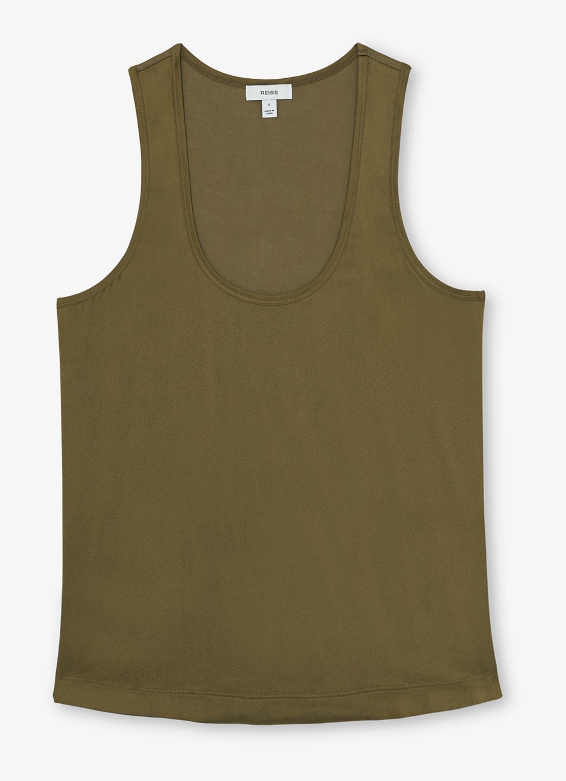 Reiss Ruby top van zijde - voorkant 2 legergroen