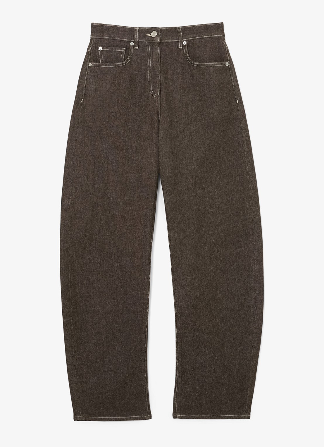 Reiss Sabel high waist tapered fit jeans met steekzakken - voorkant bruin