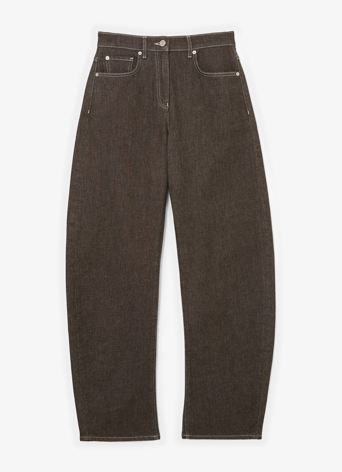 Reiss Sabel high waist tapered fit jeans met steekzakken - voorkant bruin