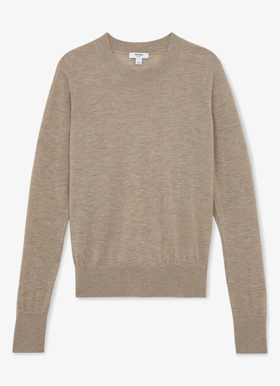 Reiss Sadie fijngebreide pullover in merino wolblend - voorkant 5 beige