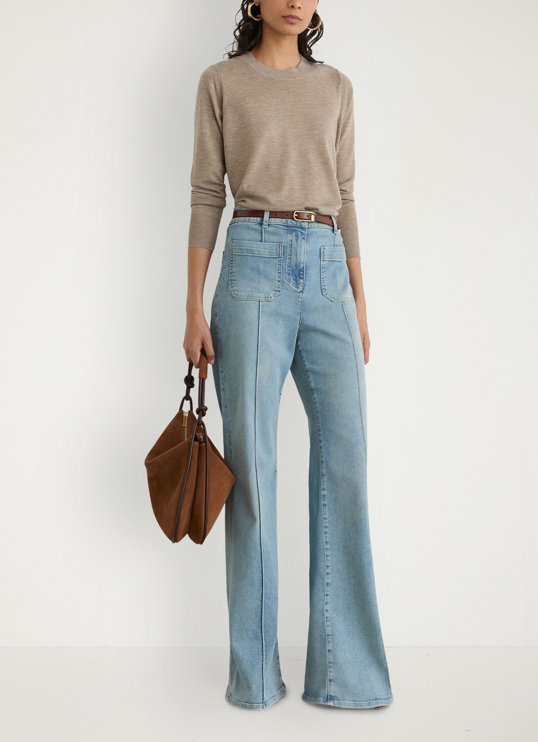 Reiss Sadie fijngebreide pullover in merino wolblend - voorkant 6 beige