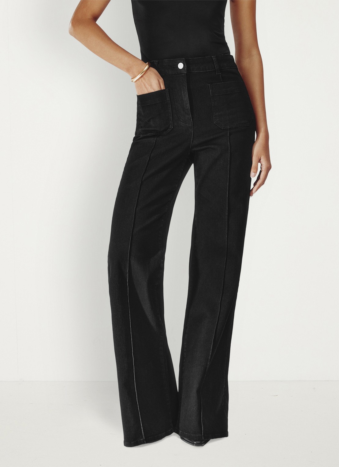 Reiss Sakura high waist flared jeans met gekleurde wassing - detail 6 zwart