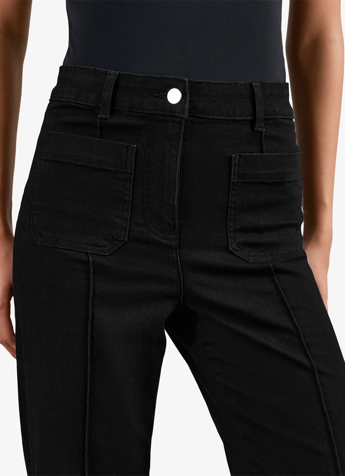 Reiss Sakura high waist flared jeans met gekleurde wassing - detail 8 zwart