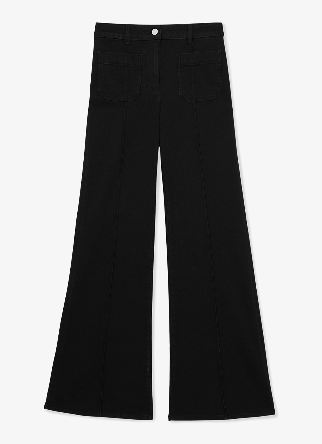 Reiss Sakura high waist flared jeans met gekleurde wassing - voorkant 3 zwart