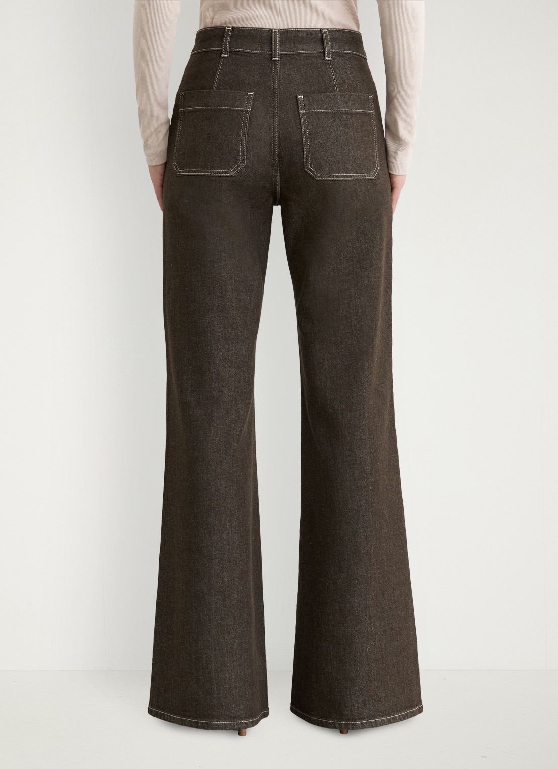 Reiss Sakura high waist flared jeans met opgestikte zakken - detail 6 khaki
