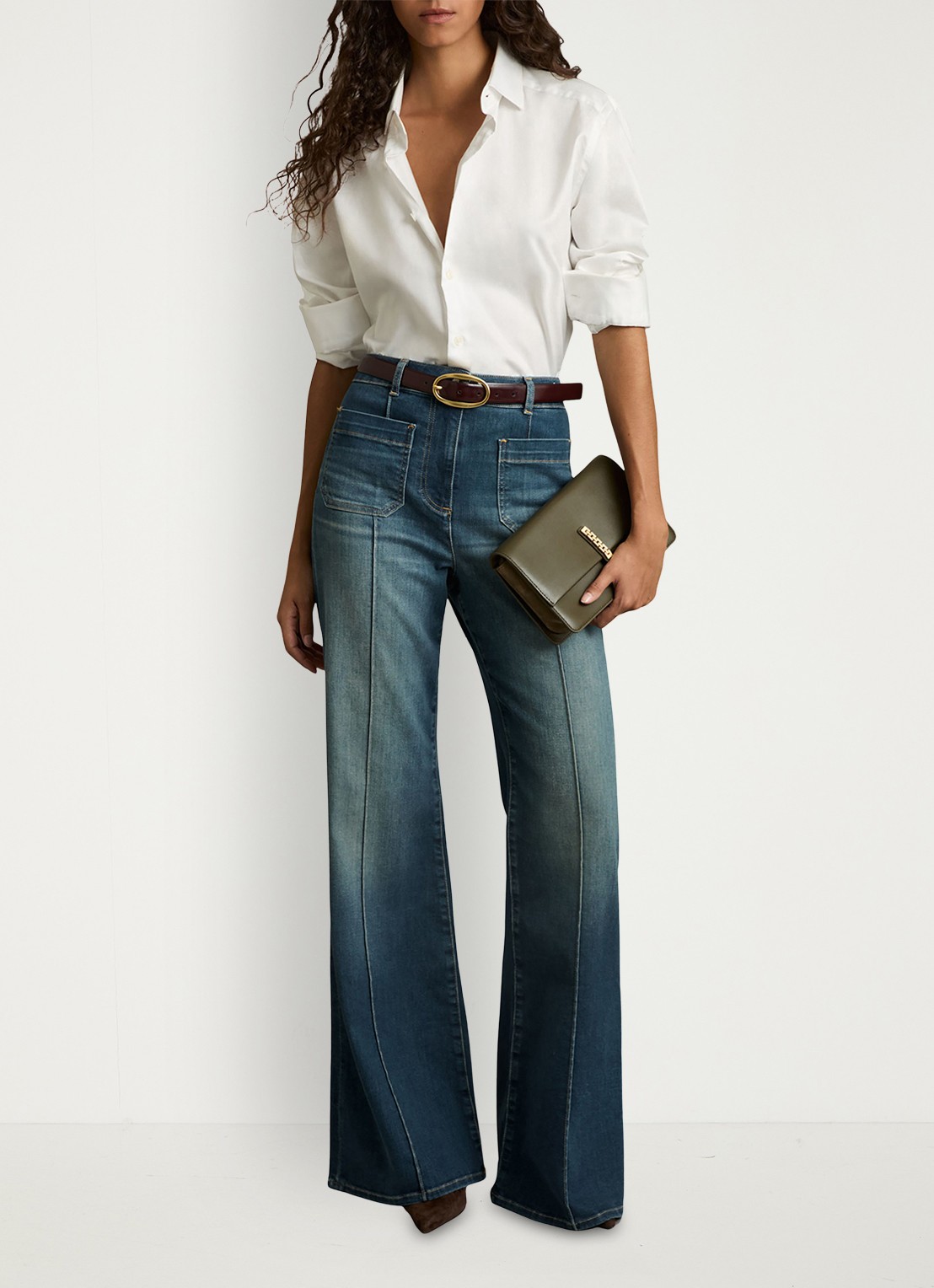 Reiss Sakura high waist flared jeans  - voorkant 3 indigo