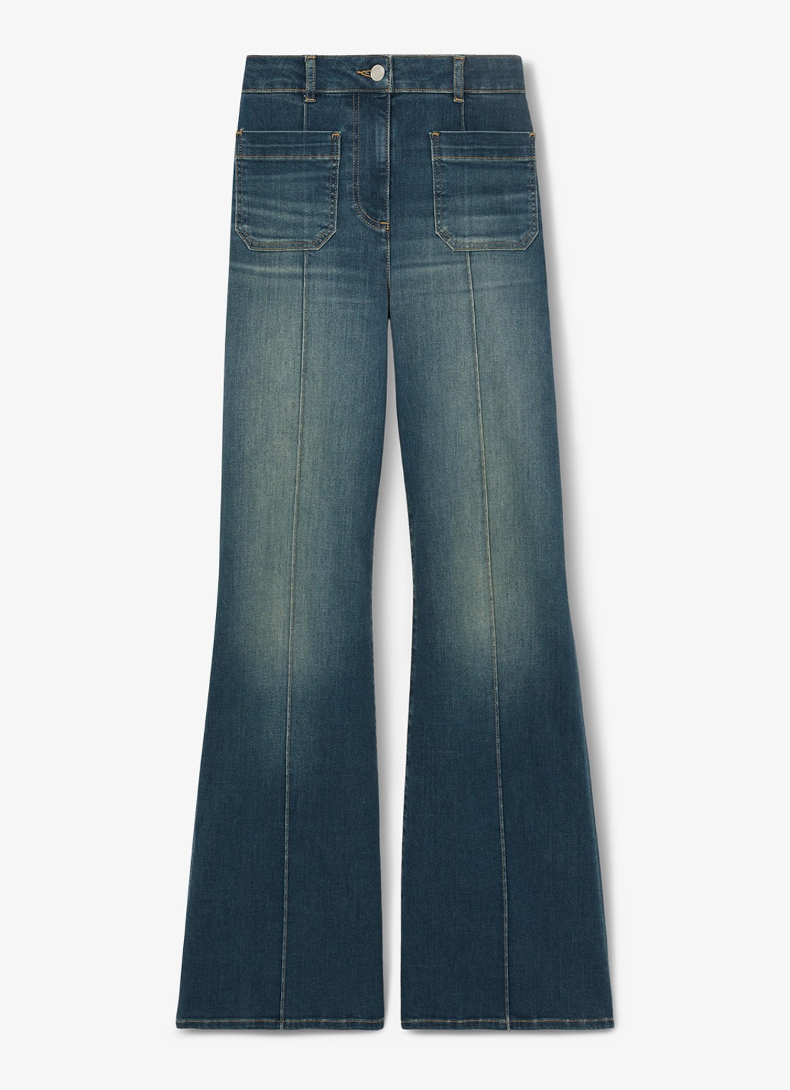 Reiss Sakura high waist flared jeans  - voorkant blauw