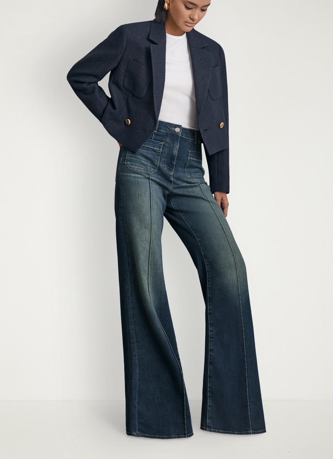 Reiss Sakura high waist flared jeans  - voorkant 2 blauw