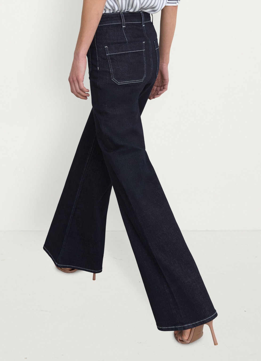 Reiss Sakura high waist flared jeans  - detail 4 staalblauw