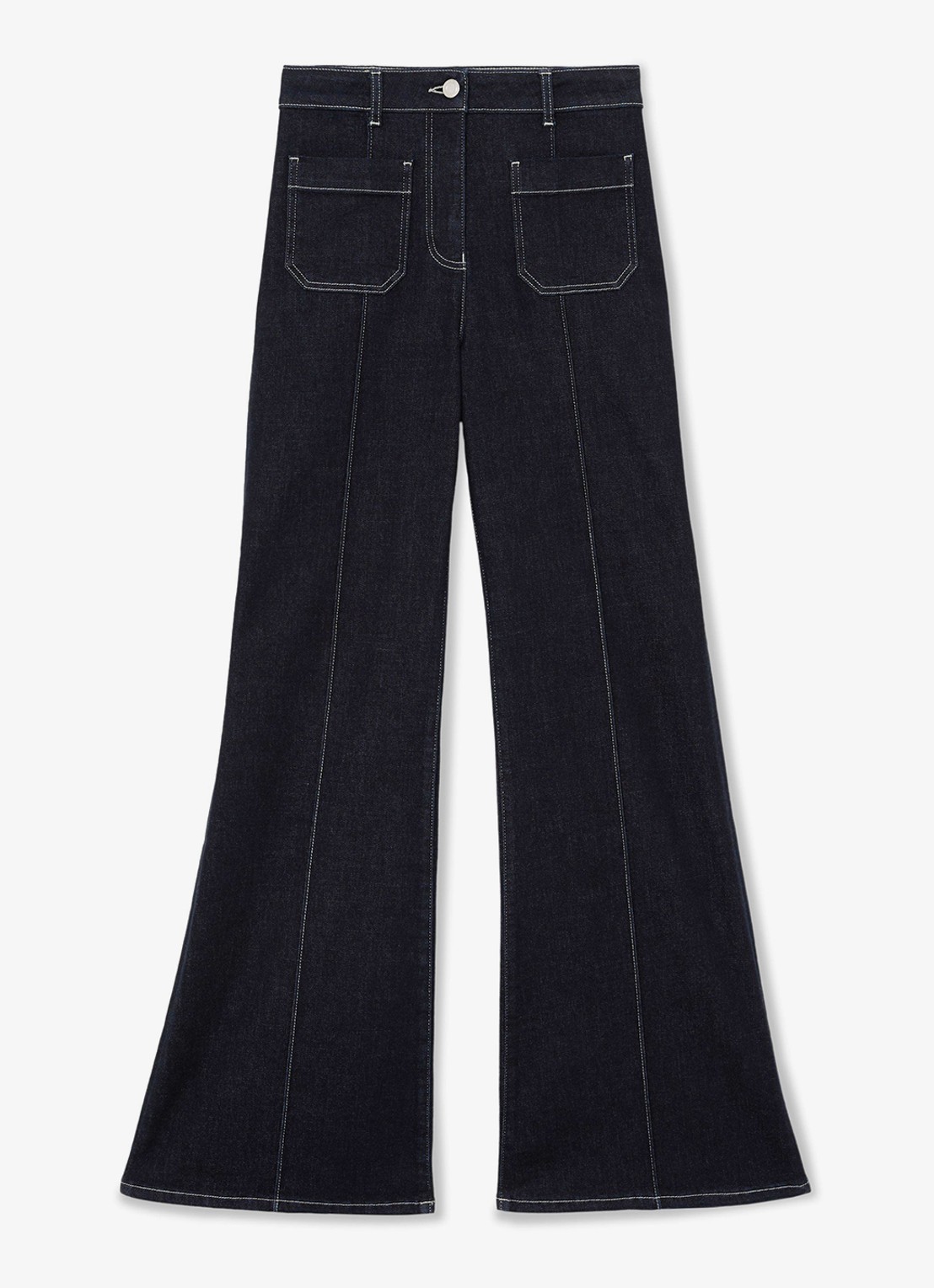 Reiss Sakura high waist flared jeans  - voorkant staalblauw