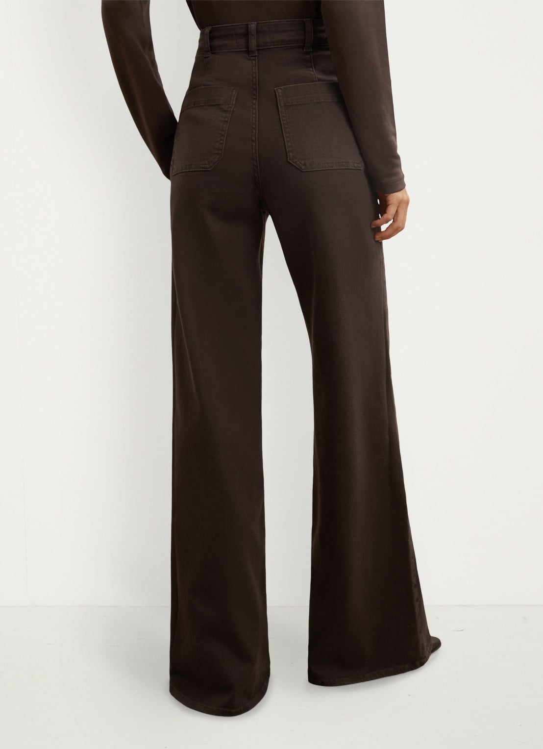 Reiss Sakura high waisted flared jeans met steekzakken - achterkant 3 donkerbruin