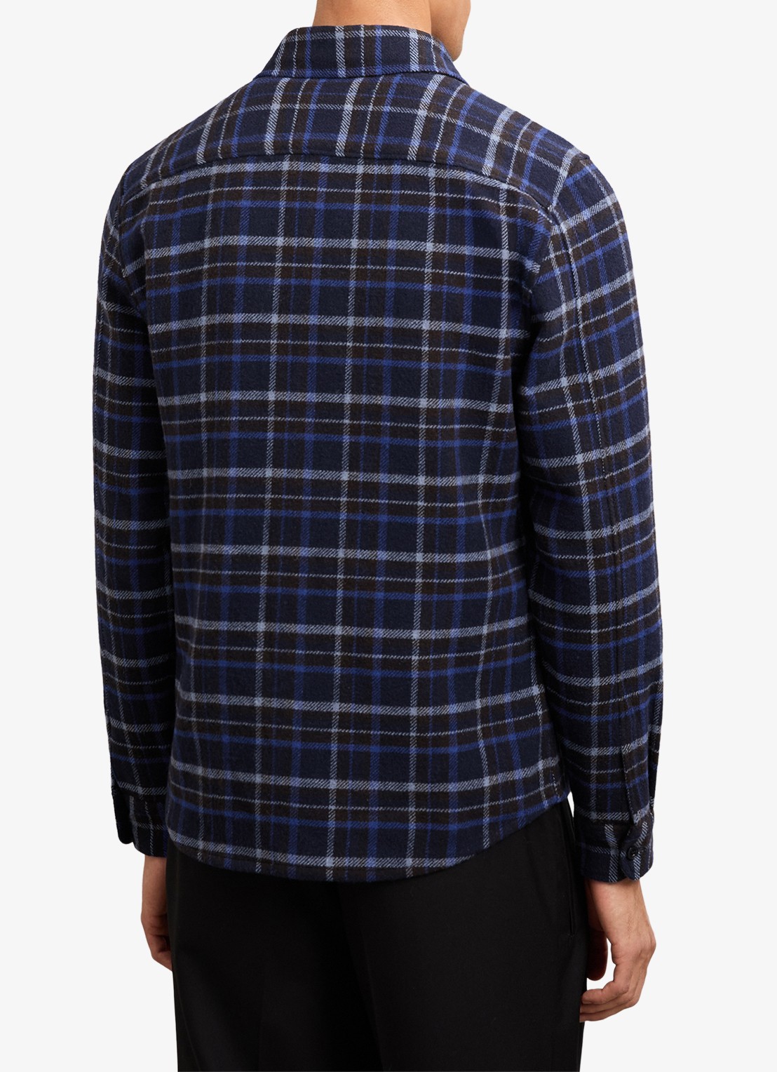 Reiss Sam regular fit overhemd in wolblend met borstzak - achterkant 6 donkerblauw