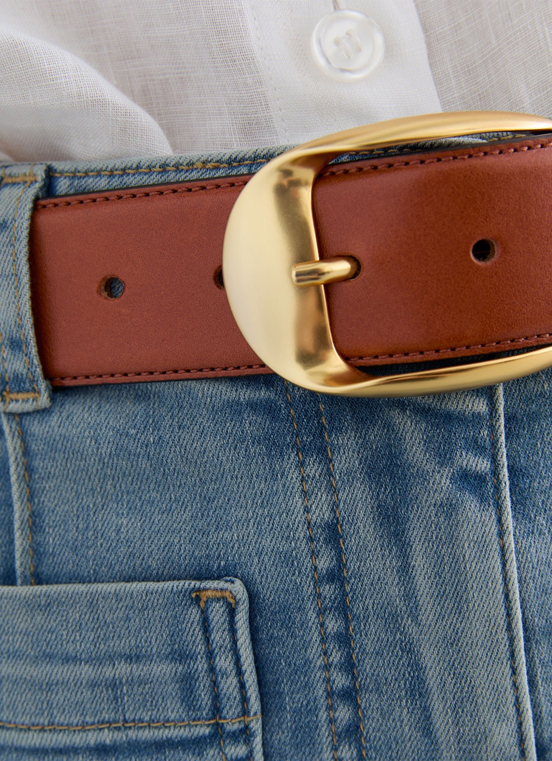 Reiss Sammy riem van leer - detail 5 tan / beige