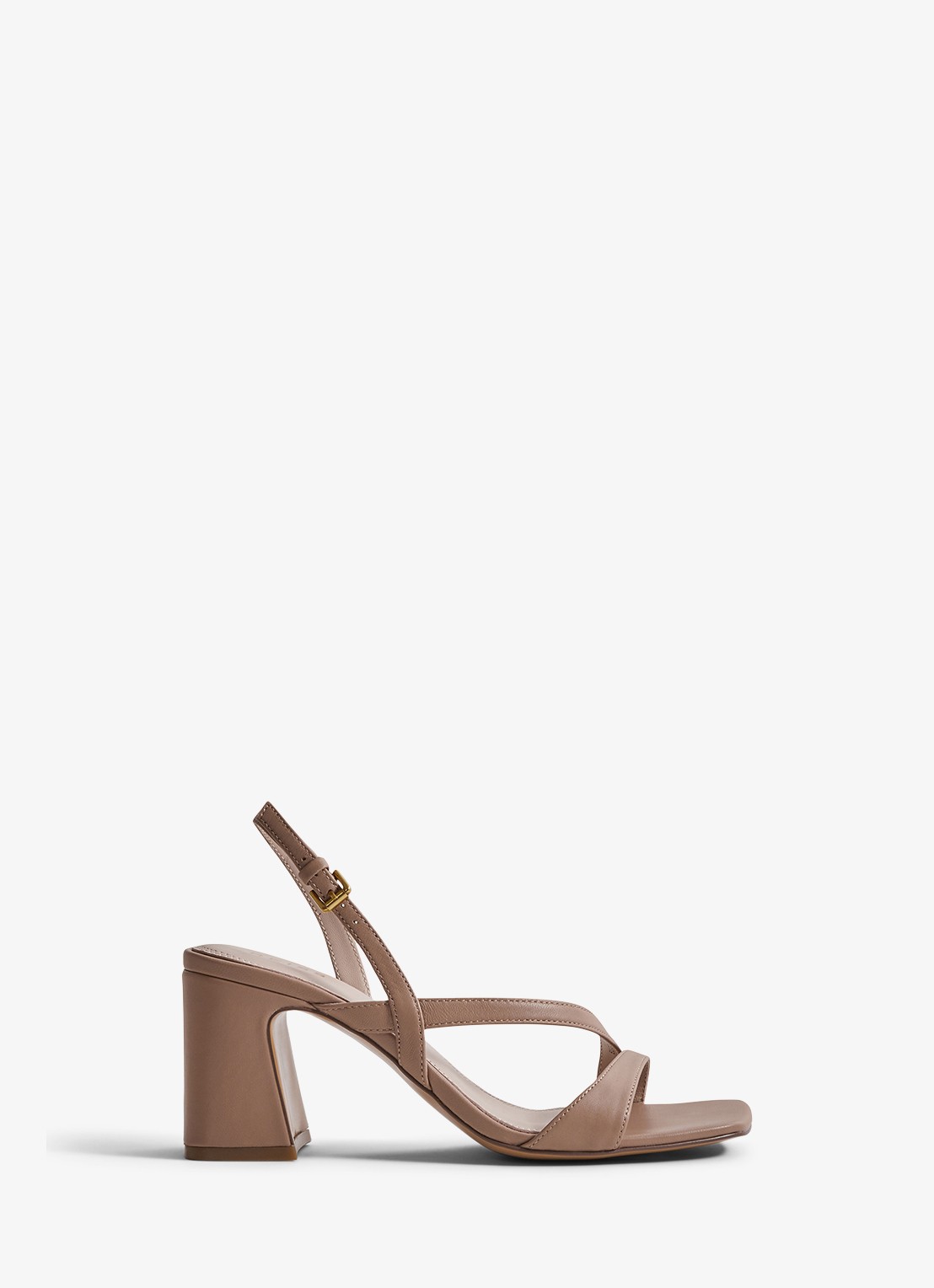 Reiss Sandalen van leer met hak  - voorkant 5 oudroze