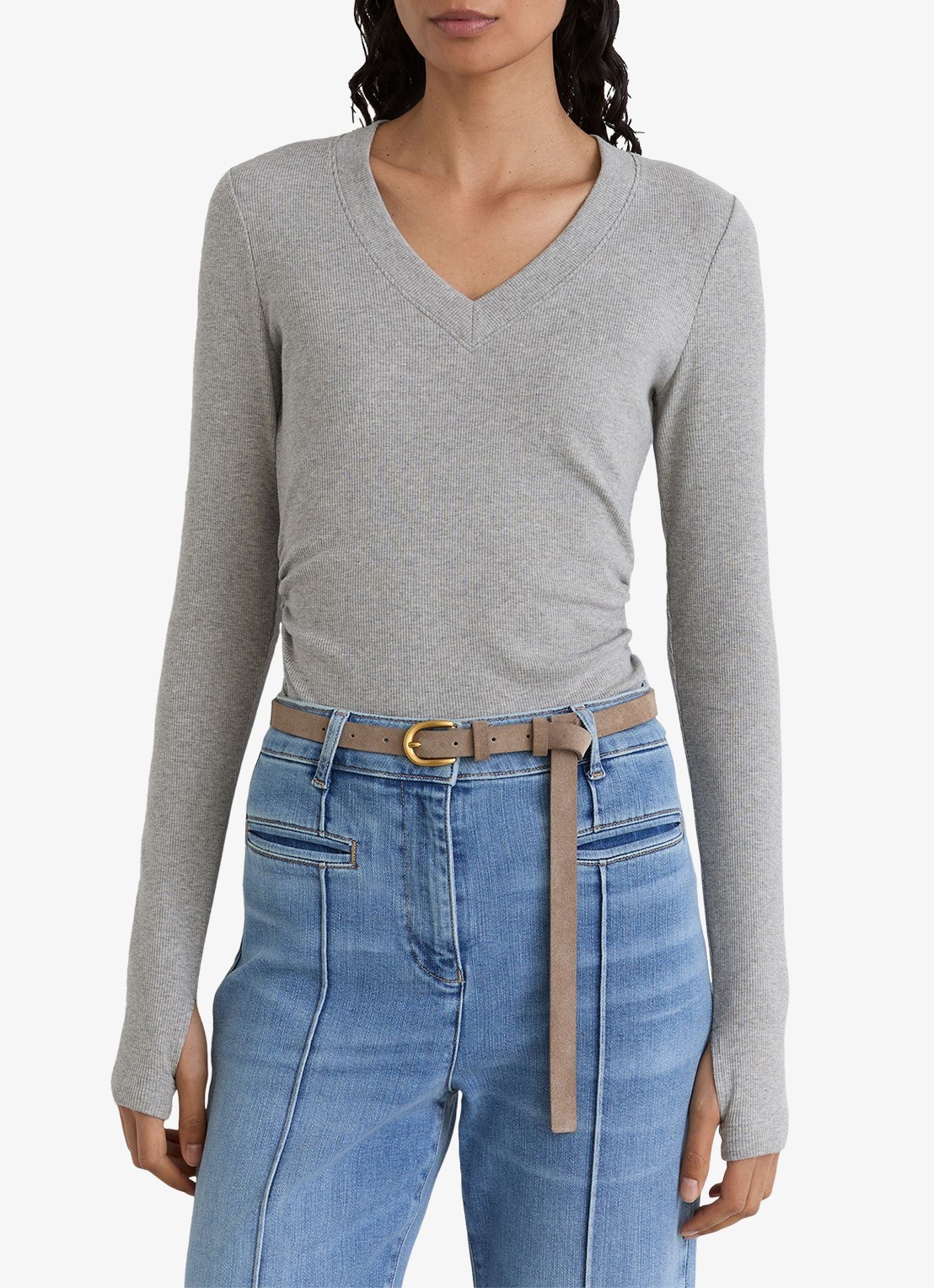 Reiss Sandrine top met V-hals - detail 2 grijs