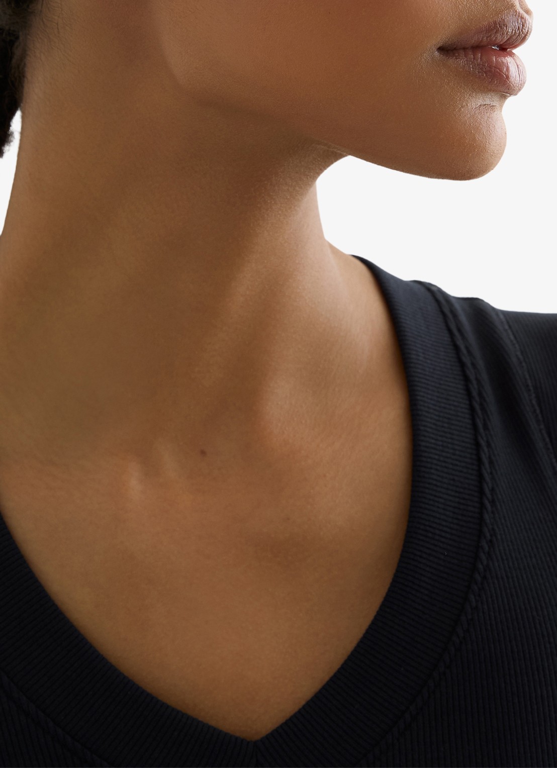 Reiss SANDY Stretch-Cotton Rib Ruched V-Neck Vest - detail 5 donkerblauw