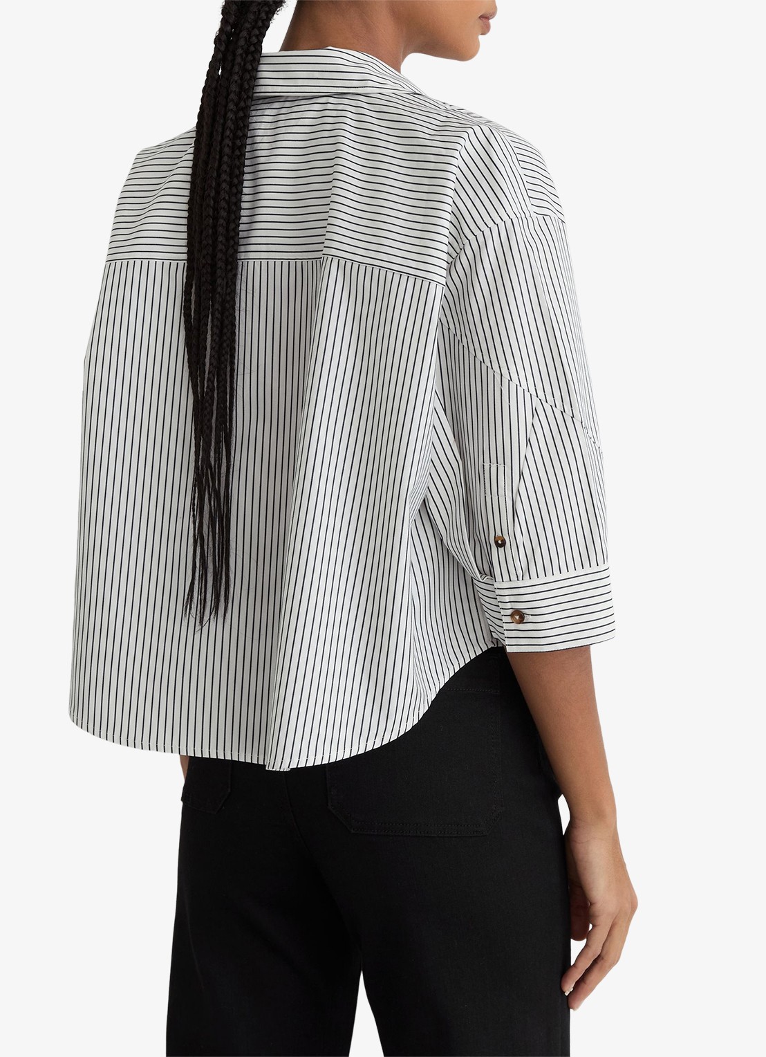 Reiss Saoirse blouse met streepprint - achterkant ivoor / lichtblauw