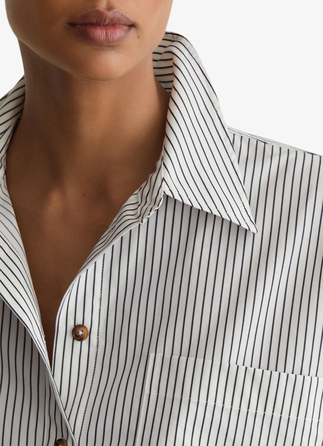 Reiss Saoirse blouse met streepprint - detail 6 ivoor / lichtblauw