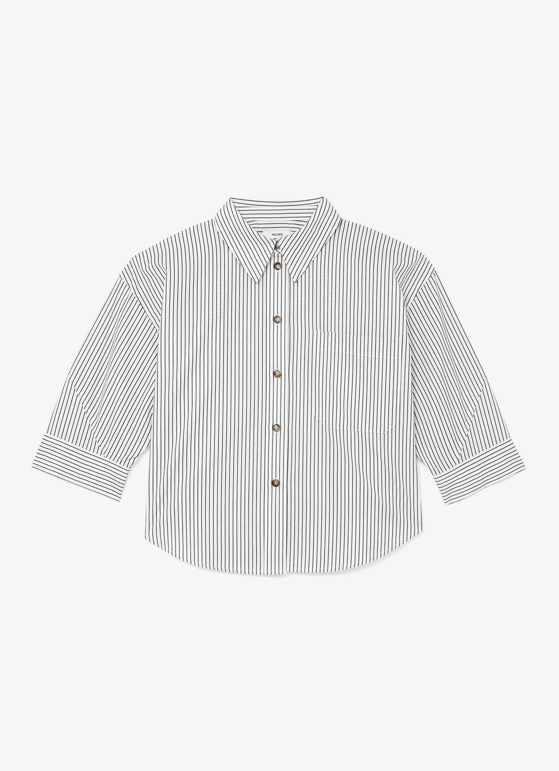 Reiss Saoirse blouse met streepprint - voorkant 2 ivoor / lichtblauw
