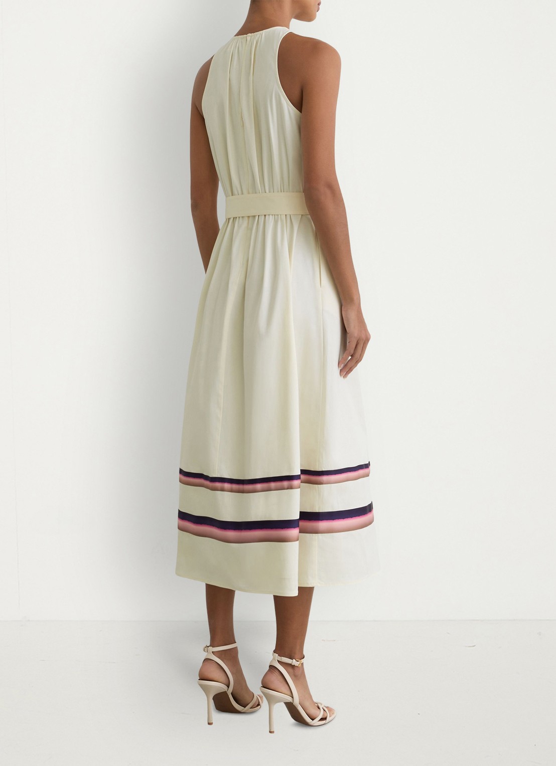Reiss Sara midi jurk met ceintuur - achterkant creme