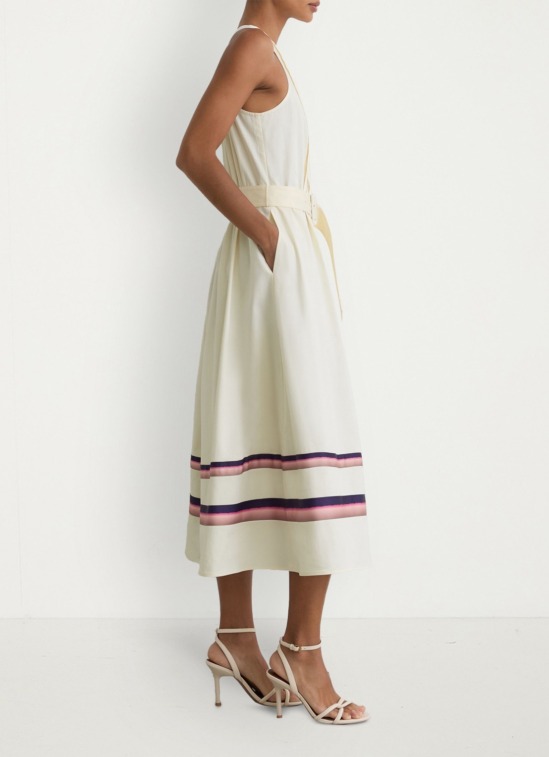 Reiss Sara midi jurk met ceintuur - detail 2 creme