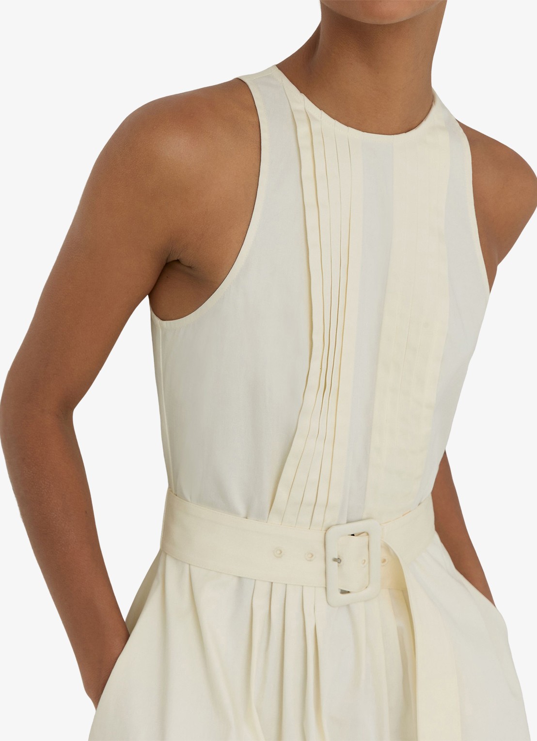 Reiss Sara midi jurk met ceintuur - detail 3 creme