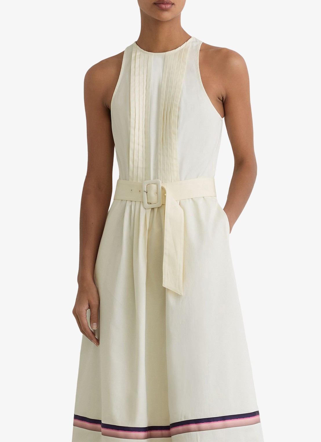 Reiss Sara midi jurk met ceintuur - detail 4 creme