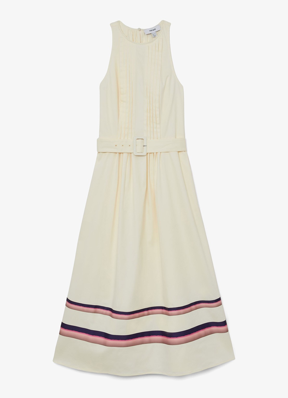 Reiss Sara midi jurk met ceintuur - voorkant 6 creme