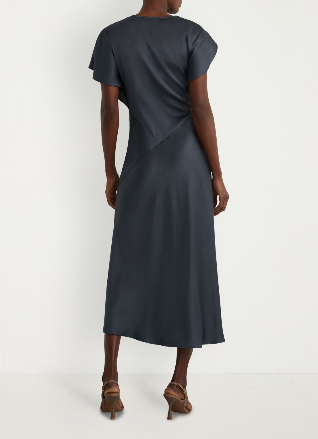 Reiss Sasha midi-jurk met gedrapeerd detail - achterkant 7 grijs