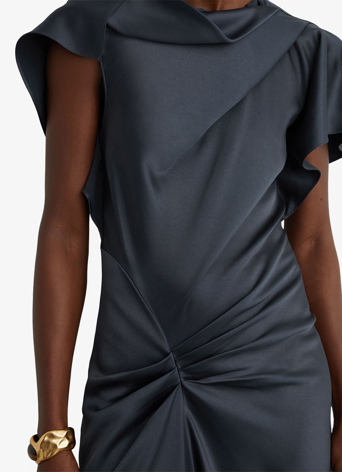 Reiss Sasha midi-jurk met gedrapeerd detail - detail 3 grijs