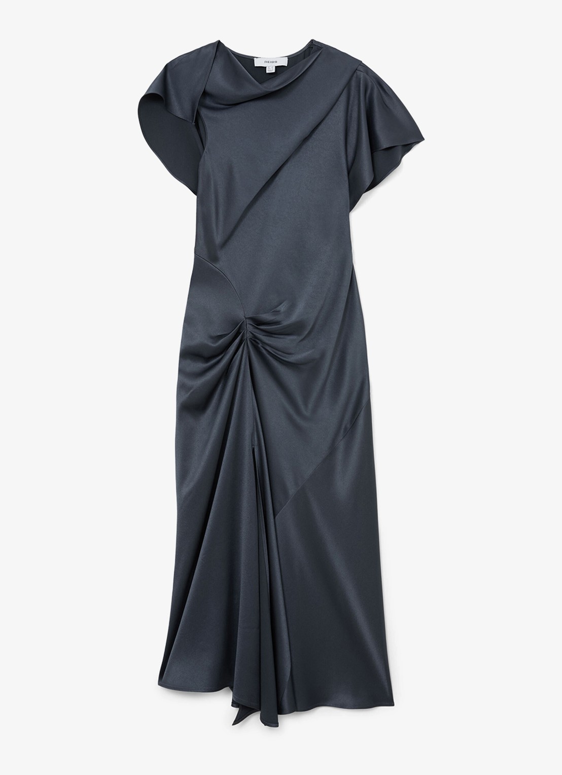 Reiss Sasha midi-jurk met gedrapeerd detail - voorkant 5 grijs