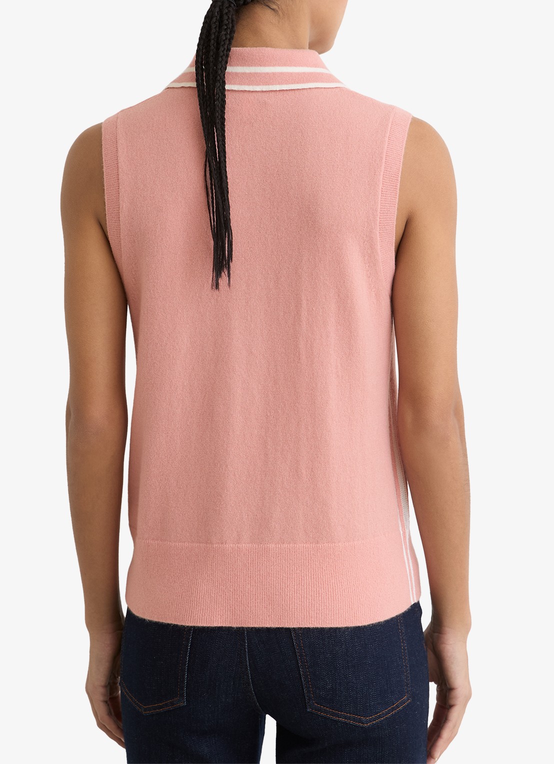 Reiss Saskia fijngebreide mouwloze top in kasjmierblend  - achterkant roze