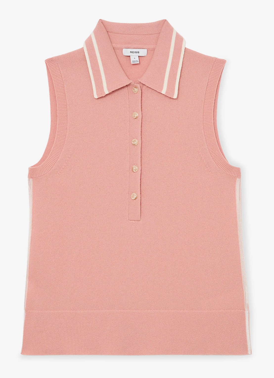 Reiss Saskia fijngebreide mouwloze top in kasjmierblend  - voorkant 5 roze