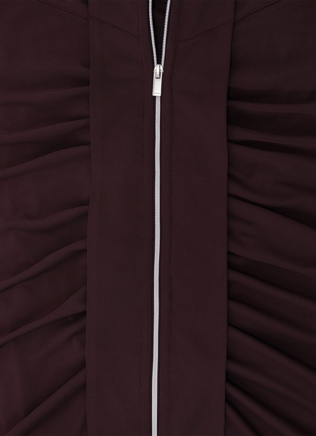 Reiss Scarlett maxi jurk van crêpe met ruches - detail 7 chocoladebruin