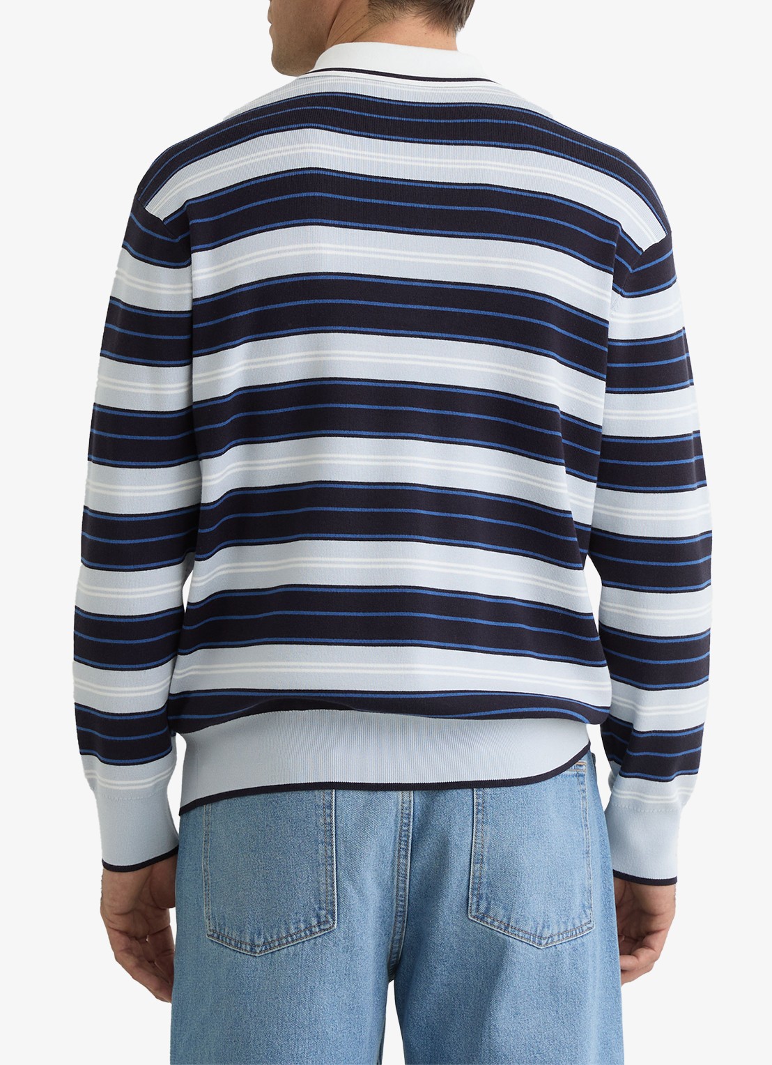 Reiss Scrum fijngebreide trui met streepprint  - achterkant blauw