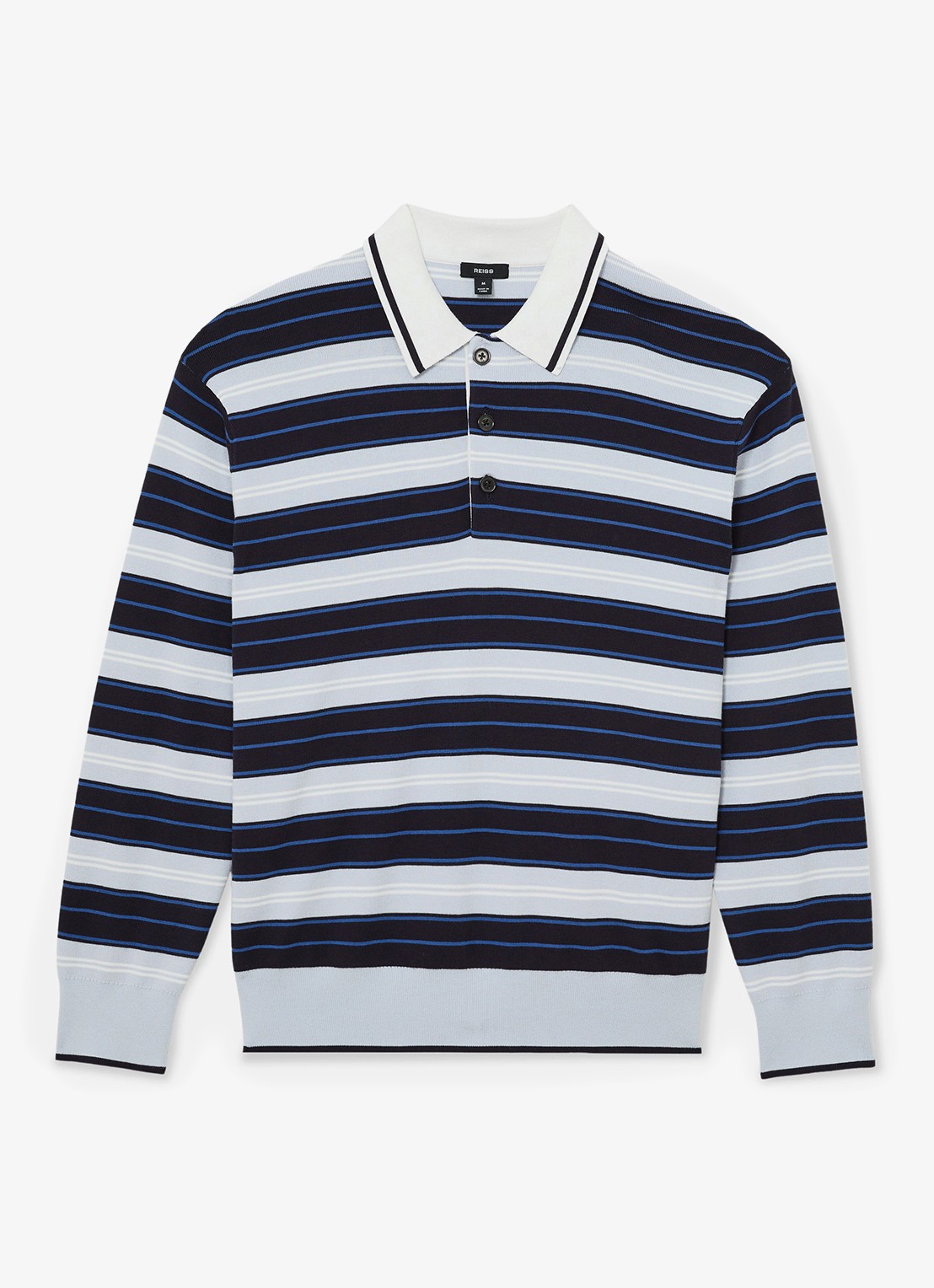 Reiss Scrum fijngebreide trui met streepprint  - voorkant 2 blauw