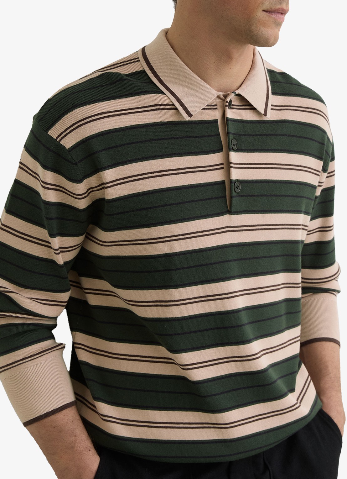 Reiss Scrum fijngebreide trui met streepprint  - detail 4 groen