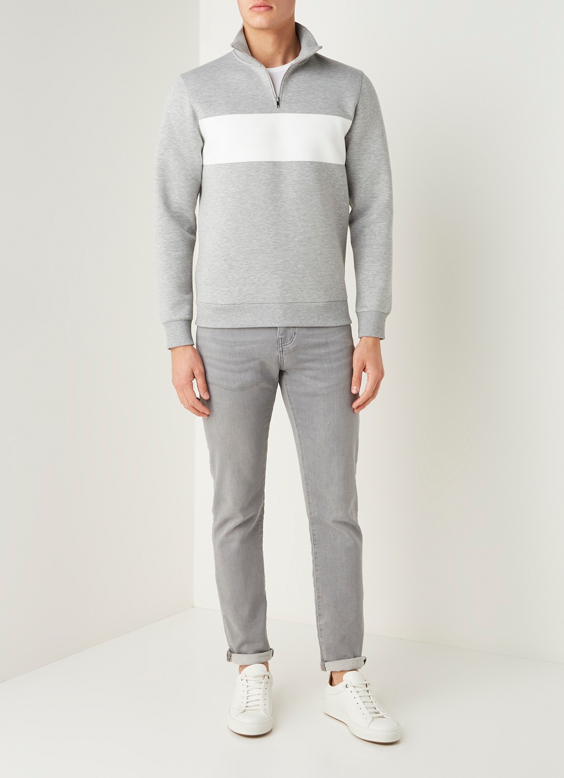 Reiss Sebastian pullover met col en halve rits - voorkant 3 undefined