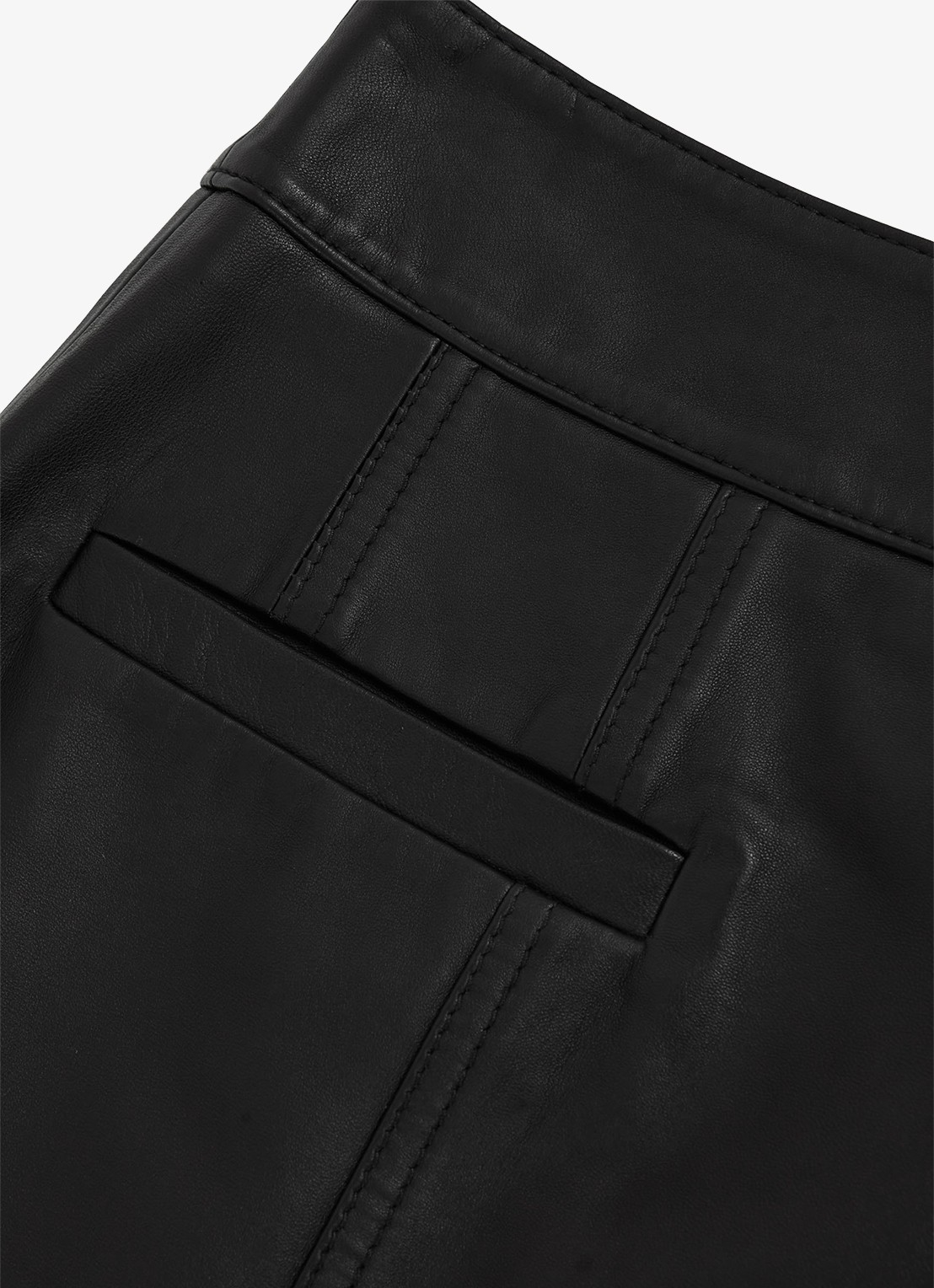 Reiss Seema high waist minirok van schapenleer  - detail 3 black / zwart