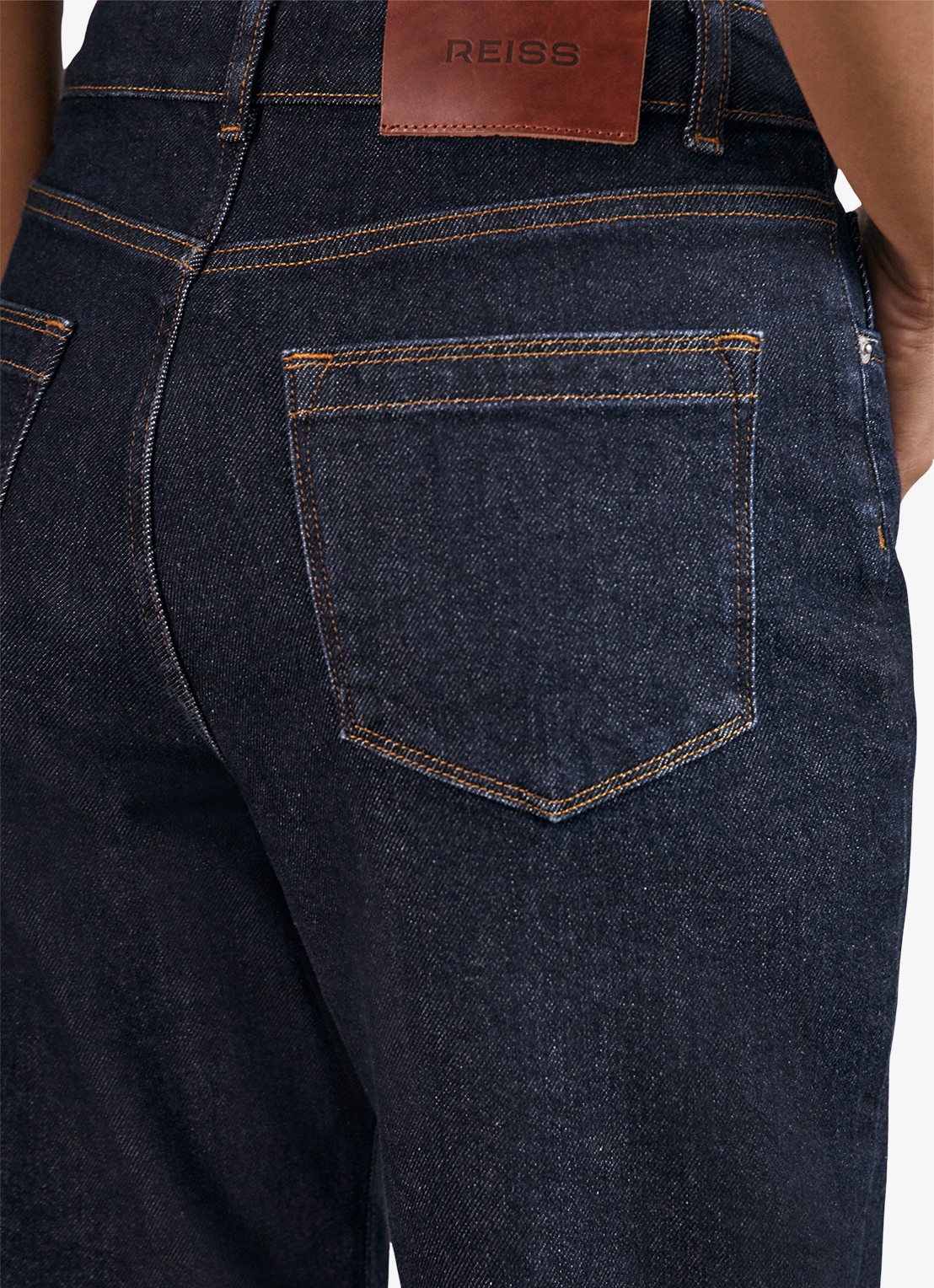 Reiss SELIN Mid-Rise Straight-Leg Jeans - detail donkerblauw