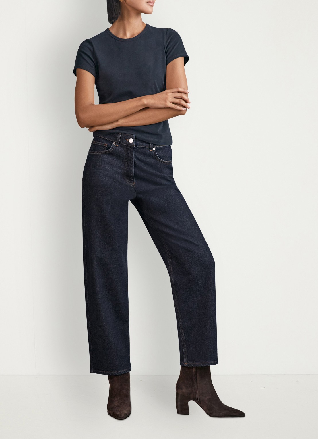 Reiss SELIN Mid-Rise Straight-Leg Jeans - voorkant 3 donkerblauw