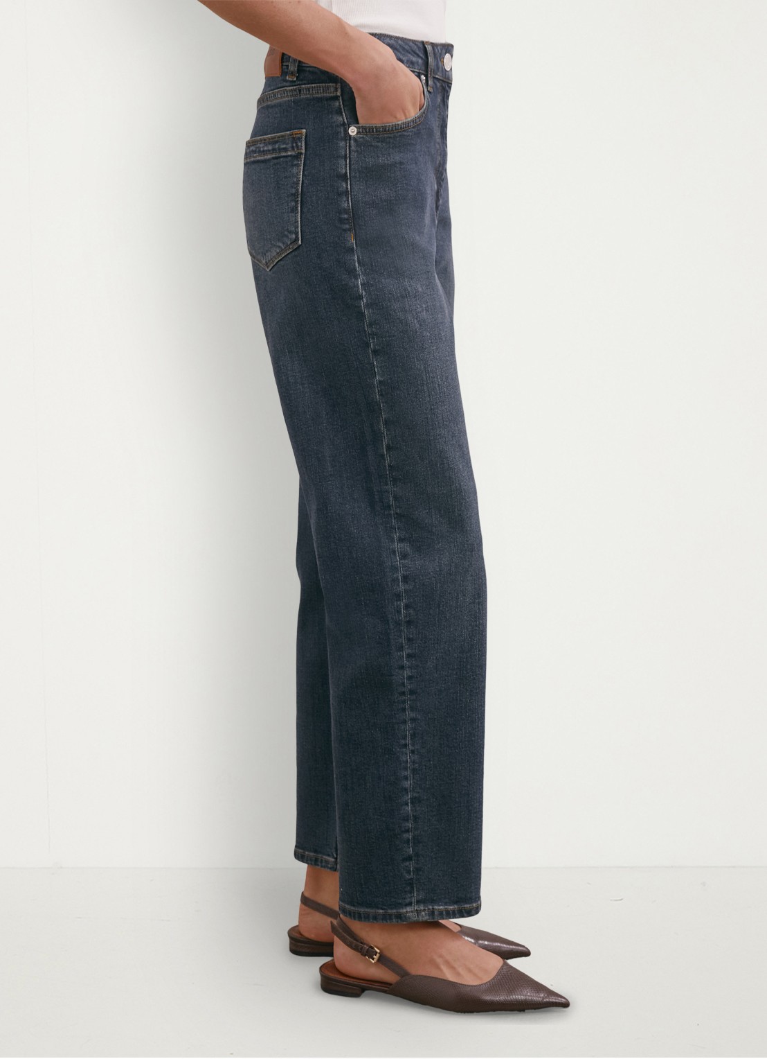 Reiss Selin mid waist straight fit jeans  - detail 2 petrol