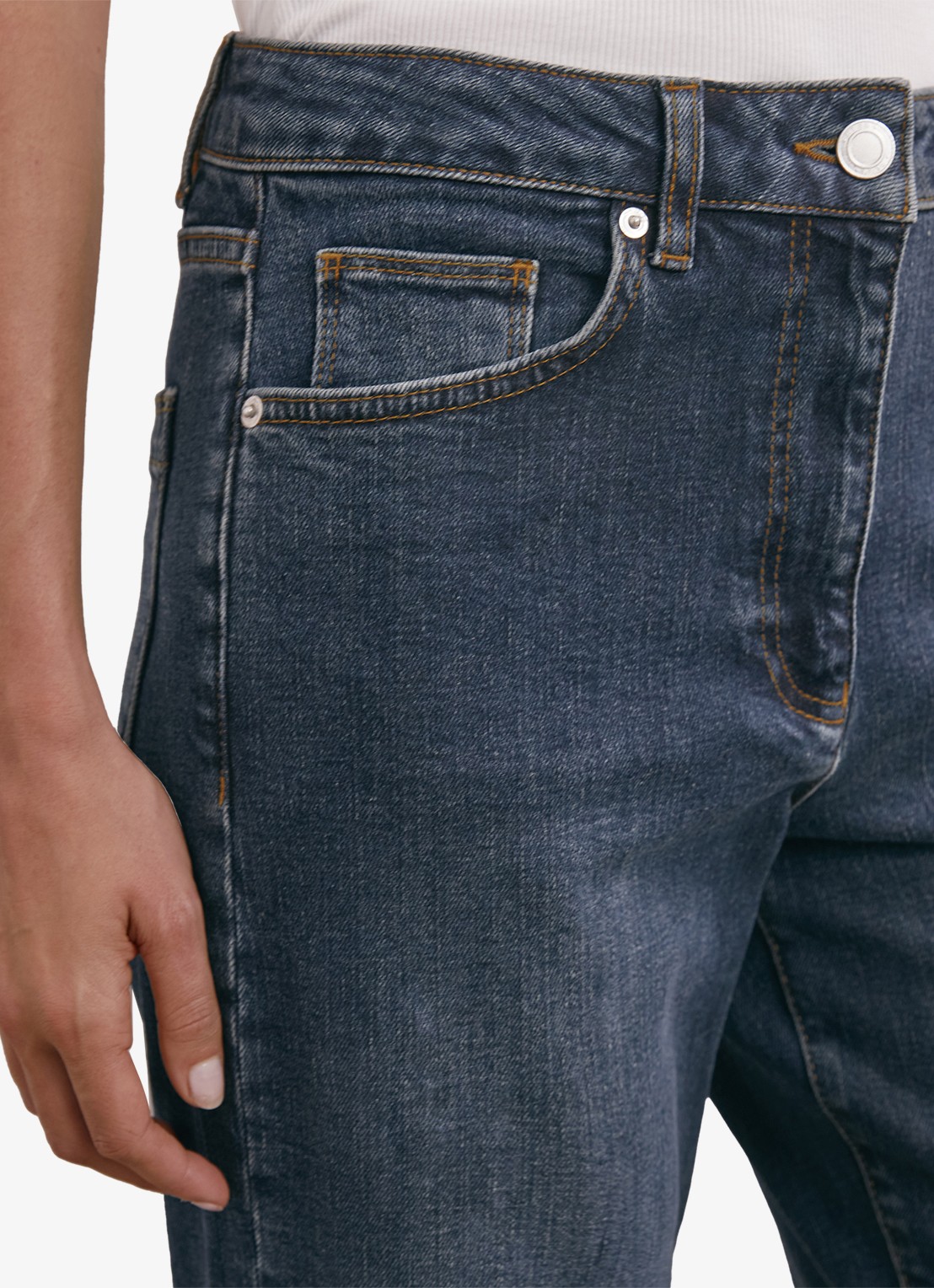 Reiss Selin mid waist straight fit jeans  - detail 3 petrol