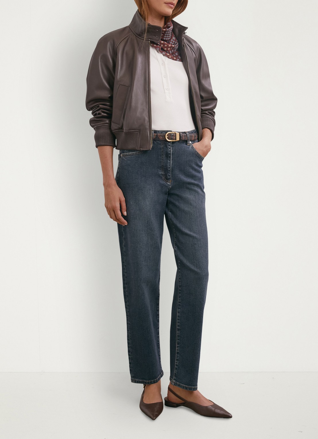 Reiss Selin mid waist straight fit jeans  - voorkant 6 petrol