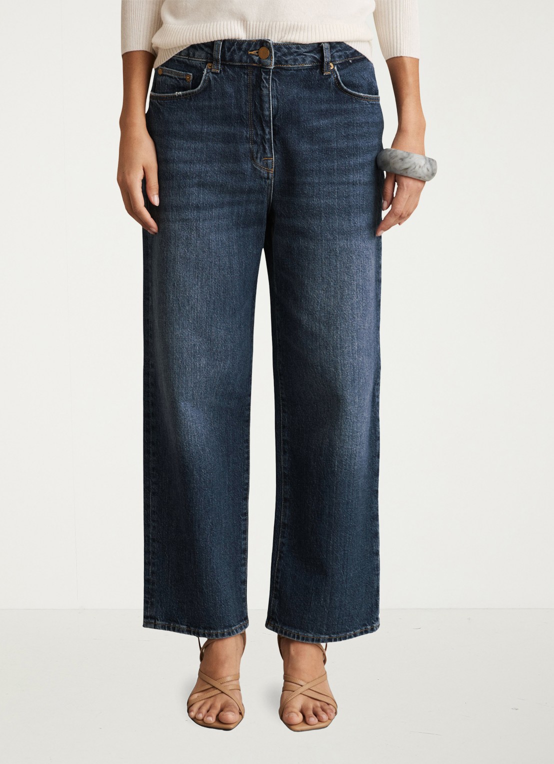 Reiss Selin mid waist straight leg jeans met steekzakken - detail 3 blauw
