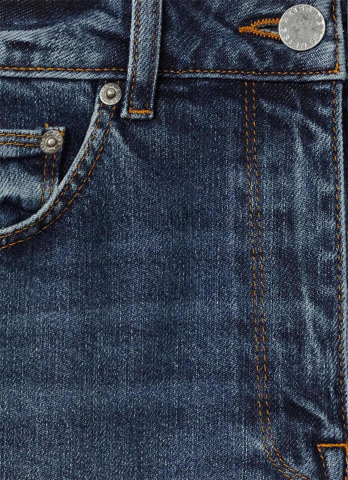Reiss Selin mid waist straight leg jeans met steekzakken - detail 4 blauw
